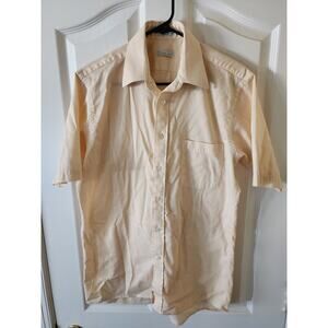 Christian Dior Vintage Short Sleeve Shirt 15 M/L Cream Yellow Pin Stripe Preppy